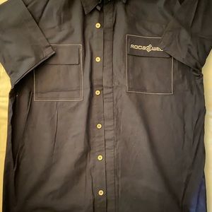 Navy blue short sleeve shirt